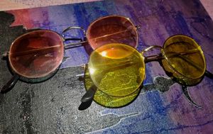 Round Tinted Sunglasses - Yellow & Pink