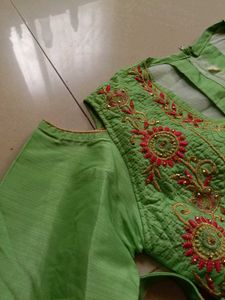 Elegant Lime Green Embroidered Gown