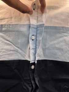 Color Block Long Sleeve Button-Up Shirt
