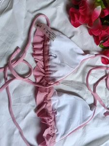 Pink Ruffled Bikini Top