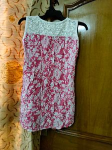 Stylish Pink Floral Kurta Top
