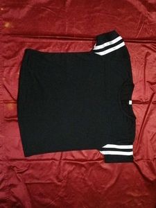 Black T-Shirt with White Stripes