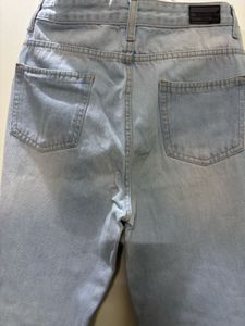 Light Wash Ripped Wide Leg Jeans
