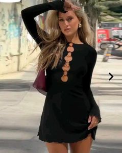 Black Long Sleeve Cutout Dress