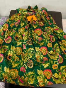 Elegant Green &amp; Orange Brocade Lehenga Choli