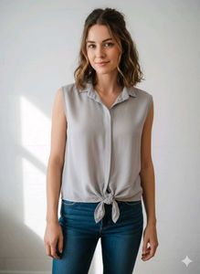 Sleeveless Tie-Front Top