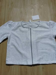 White Eyelet Zip-Up Crop Top