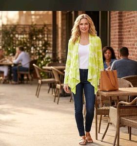 Vibrant Lime Tie-Dye Open-Front Cardigan