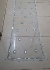 Embellished Net Dupatta with Mirror Work