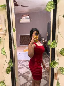 Red Ruched Bodycon Dress