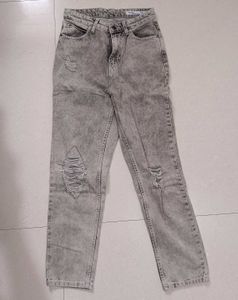 Distressed Grey Wash Denim Jeans