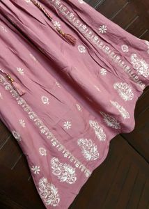 Mauve Pink Chikankari Embroidery Kurta Set