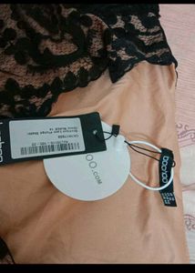 BOOHOO Black Lace V-Neck Mini Dress