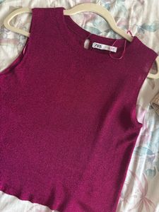Sparkly Magenta Sleeveless Top