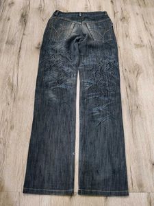 Y2k embroidery whimsical dragon jeans pants