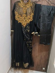 Elegant Black &amp; Gold Kurta Set
