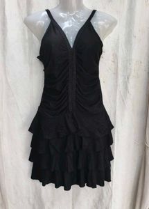 I. Chic Black Ruffled Mini Dress