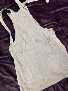 Zudio Sage Green Denim Overall Dress