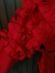 Ruffled Red Long Sleeve Top