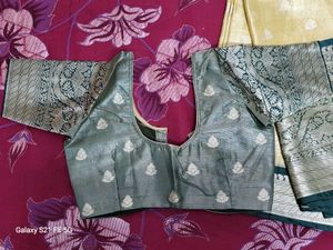 Tissue Saree With Contrast Blouse