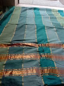 Beautiful Teal & Green Striped Saree