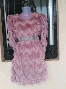 🌷Pink Fluffy Zigzag Dress🌷