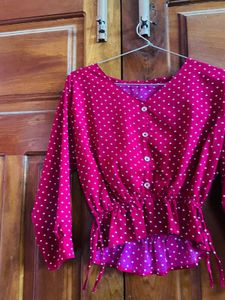 Chic Polka Dot Peplum Top