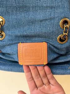 Auth Coach Denim Quilted Tabby Small Shoulder Bag