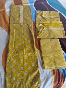Yellow Printed Kurta Set