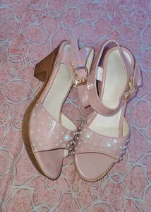 Pink Pearl Embellished Heels