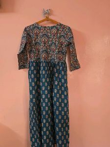 Teal blue beautiful Print Kurta