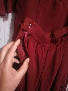 Maroon Embellished Kurta Set