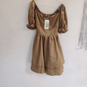 Cute Brown off shoulder dress