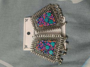 Boho Jhumka Earrings with Beads