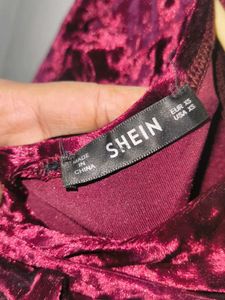 Crushed Velvet Mock Neck Dress
