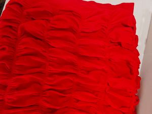 red gathered mini skirt cum tube top