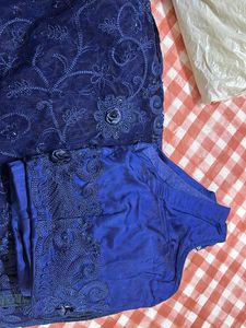 Navy Blue Pre Stitched Saree