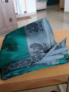 Elegant Green &amp; Grey Saree with blouse
