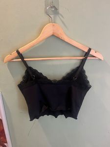 H&amp;M Black Lace Trim Cami Top