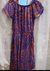 Off-Shoulder Tropical Print Mini Dress