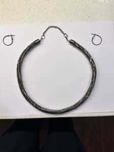 Chunky Chain Necklace with Hoop Earrings