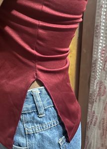 Maroon Strapless Tube Top