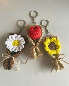 Handmade Crochet Flower Keychains