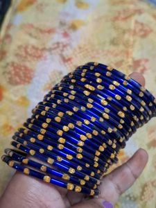 Blue &amp; Golden Bangles with Yellow Accents