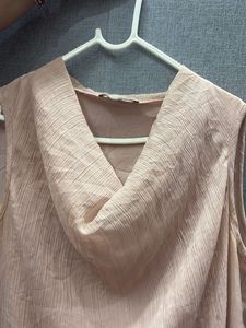 pink cowl neck top