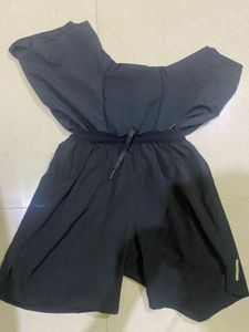 Black Double Layered Athletic Shorts for Running