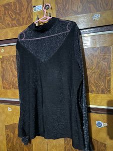 SHEIN Elegant Black Sheer Top