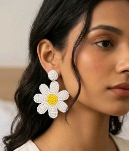 pair of Daisy Pearl Flower Earrings