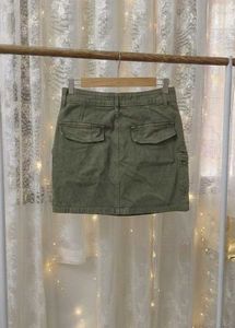 Olive Green Cargo Mini Skirt