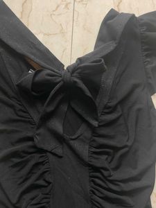 Chic Black Ruffled Sleeve Top